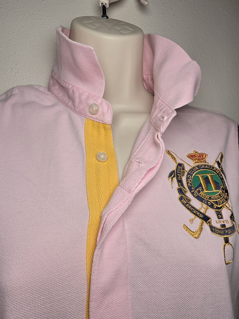 Ralph Lauren Light Pink Polo Midi Dress with Green and Navy Sleeves - Picture 5 of 9